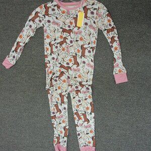 Bamboo Horse Pj set in Pinks and cream